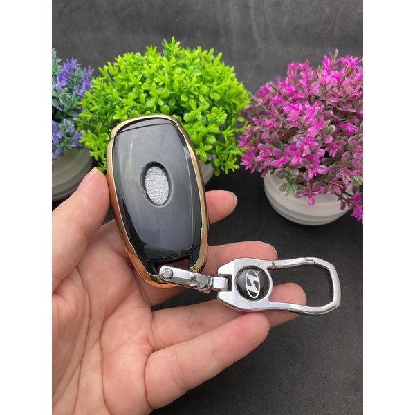 Bao chìa khóa Đen Vàng- Ốp chìa khóa  TPU Đen Vàng xe ô tô Huyndai accent loại 4 nút