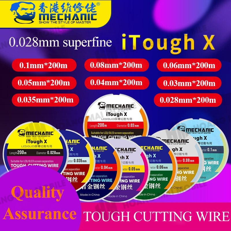 [DCSC] Dây cắt kính Mechanic iTough X dài 200m (cỡ 0.03, 0.035, 0.04, 0.05mm)