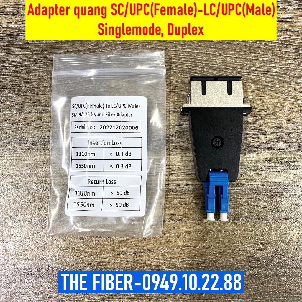 Đầu chuyển đổi đầu nối SC/UPC(Female)-LC/UPC(Male) Singlemode, Duplex ...