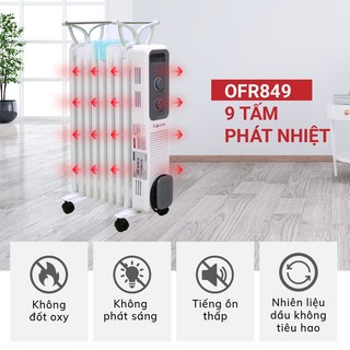 Máy sưởi ấm nhập khẩu FUJIHOME OH849 Tự ngắt khi quá nhiệt -9 Thanh sưởi -Bảo hành điện tử toàn quốc