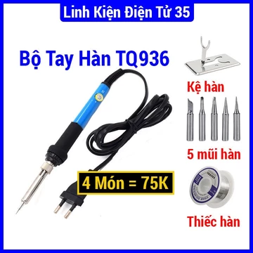 Mỏ hàn tq936 60w 220v mỏ hàn thiếc điều chỉnh nhiệt độ, máy hàn chì mini và phụ kiện hàn, thiếc hàn, bộ mũi hàn, kệ hàn