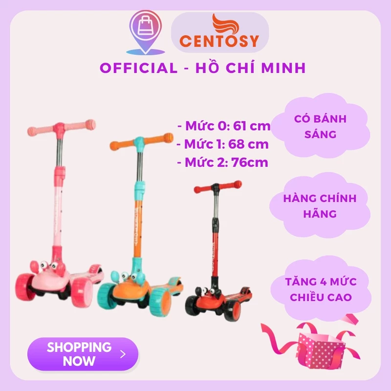 Xe Trượt Scooter Trẻ Em CENTOSY XT306 Cho Bé Từ 2 Đến 10 Tuổi Kèm Phụ Kiện Bảo Hộ Tay Chân Chính Hãng — ảnh 1