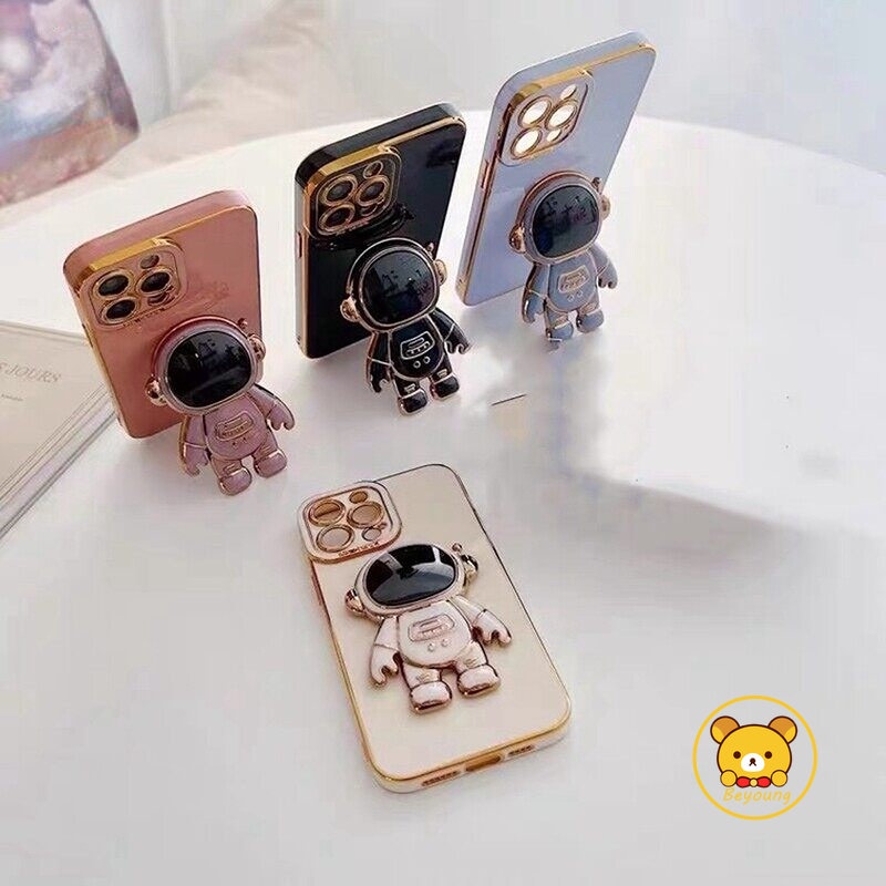 Giá đỡ điện thoại 3D phi hành gia gấp dễ thương, kẹp lưng hoạt hình, dùng cho điện thoại thông minh