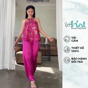 Áo Yếm Gấm Hoa Mai The Kat House, áo yếm tết, nhẹ nhàng, thanh lịch, tôn dáng, có cúc khuy cài sau