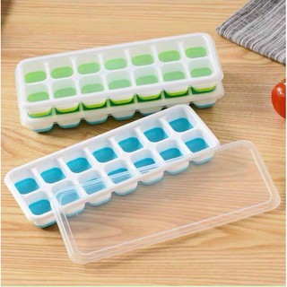 Khay Làm Nước Đá, Khuôn Làm Thạch Rau Câu Silicon Có Nắp Đậy