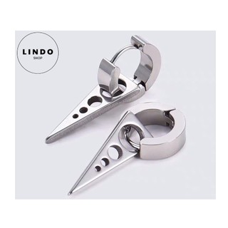 Khuyên tai nam Hàn Quốc hình tam giác xỏ lỗ (1 chiếc) LINDO titan không đen, không gỉ đeo nhiều dịp