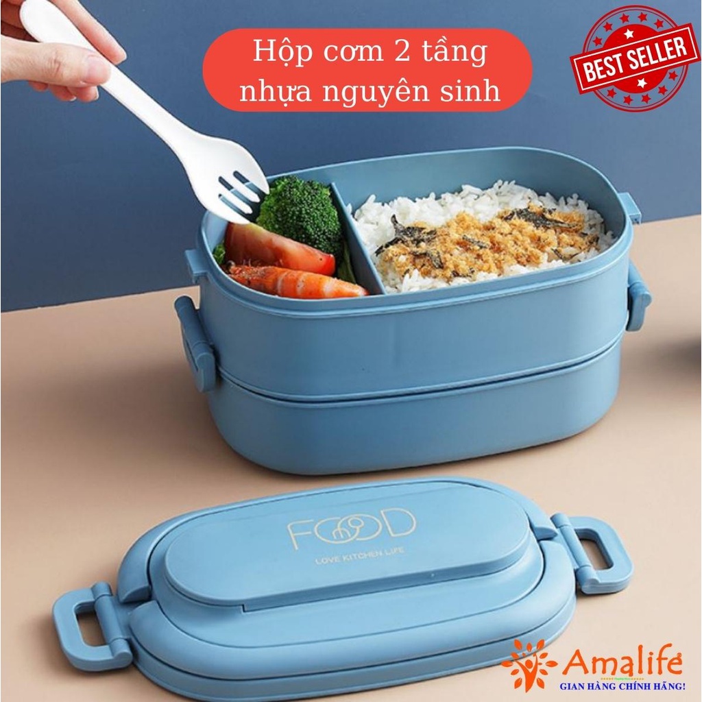 Ảnh Cặp Lồng Đựng Cơm 2 Tầng Nhựa PP - Chọn Màu – Hộp Cơm Nhựa Nguyên Sinh Cao Cấp Đựng Đồ Ăn Chính Hãng Amalife 2