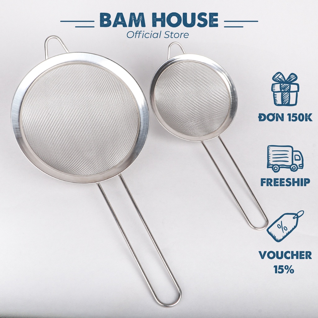 Rây lọc inox 2 lớp Bam House viền cứng tay cầm cách nhiệt cao cấp RLC05 ...