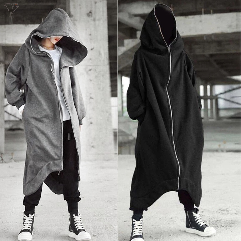 Unisex Dài Tay Có Mũ Trùm Đầu Nazgul Áo Dài Dây Kéo Đóng Cửa Lông Cừu Lót Thời Trang Ấm Áp Nam Nữ Dài Trùm Đầu Dây Kéo Đóng Cửa Có Mũ Trùm Đầu Nazgul Áo Dài