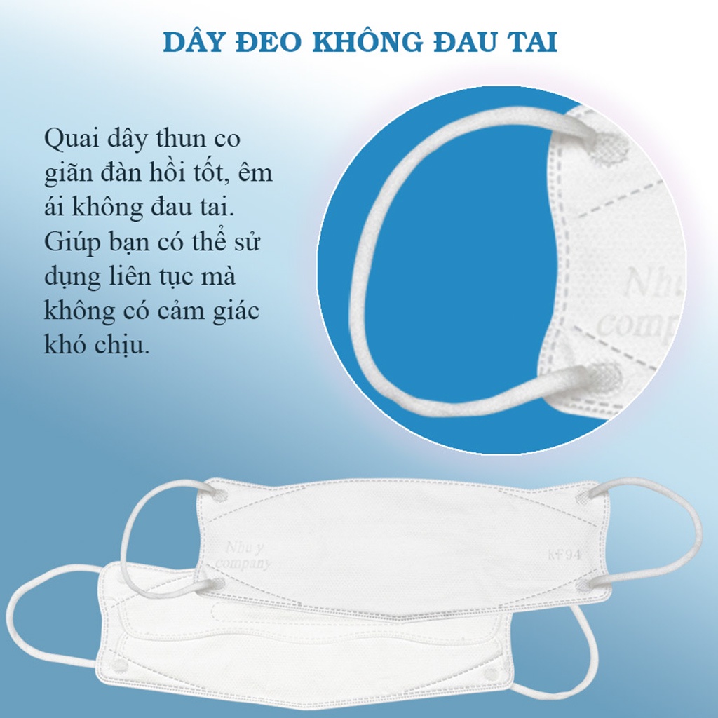 Combo 10 hộp khẩu trang 4D KF94 Như Ý cao cấp, hộp 10 cái, 5 màu, không xù lông, không bí thở