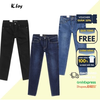 Quần jean nam trơn Kboy Shop form regular fit tôn dáng dày dặn, co giãn, dễ mặc, Basic cao cấp - QJN03