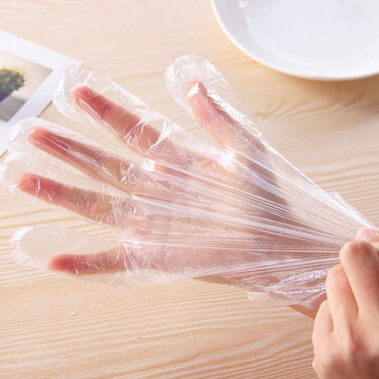 Hộp 200 đôi găng tay Nilon nấu đồ ăn, chế biến thực phẩm, thức uống Dùng 1 Lần