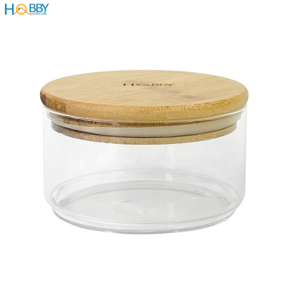 Hủ thủy tinh đựng thực phẩm nhiều tầng tùy chọn Hobby Home Decor HTT1 nắp gỗ tre