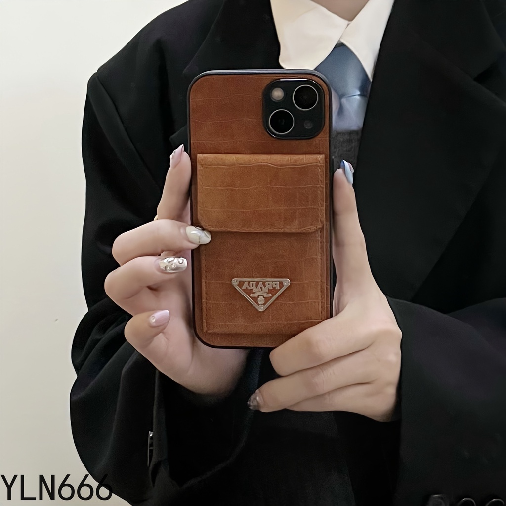 Dành Cho iPhone 11 11Pro Max 12 12Pro Max 13 13Pro Max 13mini 12mini Sang Trọng Với Gói Thẻ Da Full Cover Vỏ Điện Thoại Cổ Điển Thiết Kế Độc Đáo Bảo Vệ Vỏ Điện Thoại