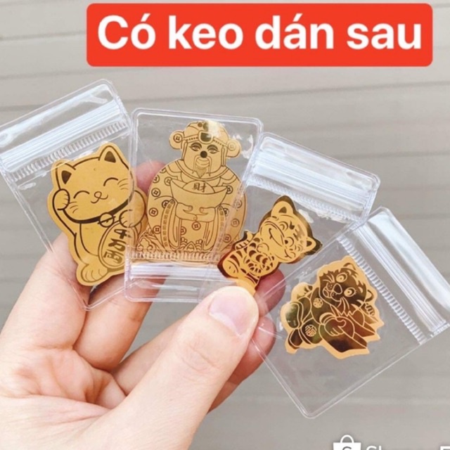 Miếng dán Mạ Vàng Mèo Thần Tài - Hổ Thần Tài - Ông Thần Tài - Tết 2022