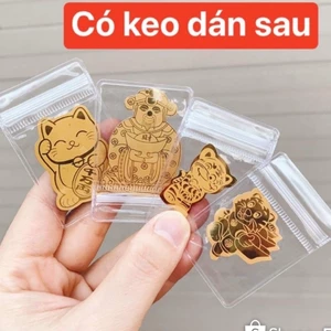 Miếng dán Mạ Vàng Mèo Thần Tài - Hổ Thần Tài - Ông Thần Tài - Tết 2022