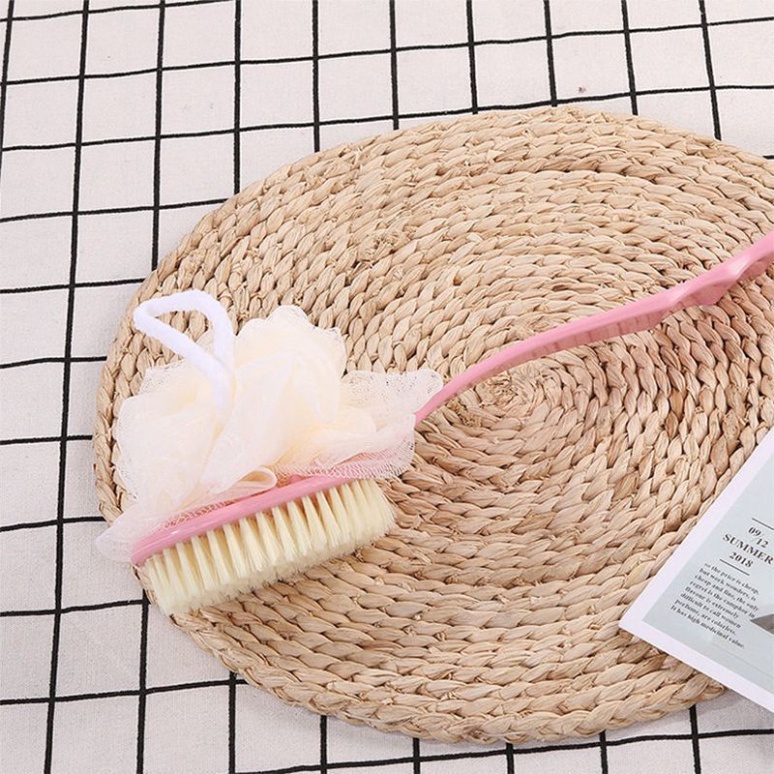 Cọ Kì Lưng 2 Đầu Bông Vải Lưới và Lông Bàn Chải, Cây Chà Lưng