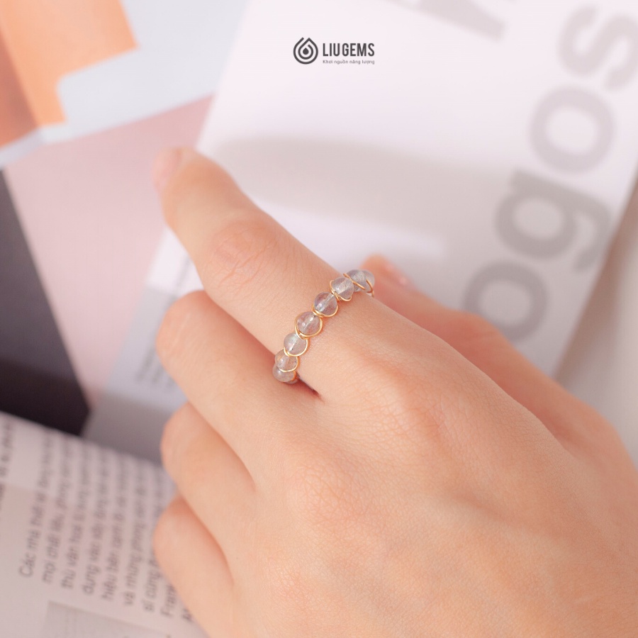 Nhẫn Đính Đá Nữ Liugems Đai Hở Đồng Tinh Tế Mang Nhiều Năng Lượng ND01