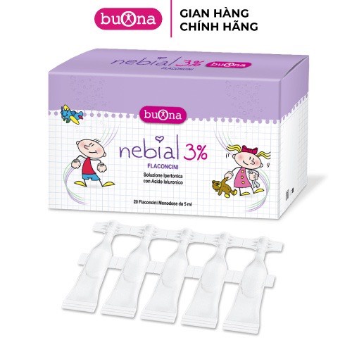 Buona Nebial/Nebianax 3%Flaconcini,Dung Dịch Nhỏ Mũi Giảm Sổ Mũi,Nghẹt Mũi - Hộp 20 Ống Đơn Liều 5ml