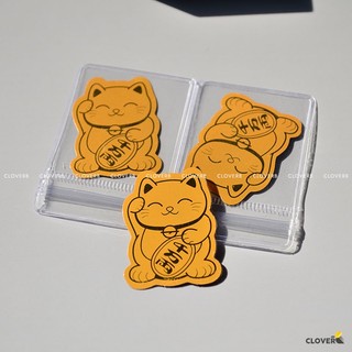 Sticker Mèo Thần Tài Ánh Kim Mini Dán Trang Trí Ốp Lưng Ví Túi Xách