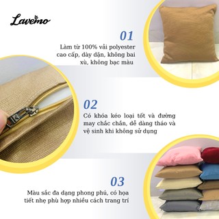 Vỏ Gối Vuông Sofa LAVEMO 45X45cm 100% Vải Polyester Cao Cấp Dày Dặn Đẹp Khóa Kéo Chắc Chắn Tựa Lưng Trang Trí VG