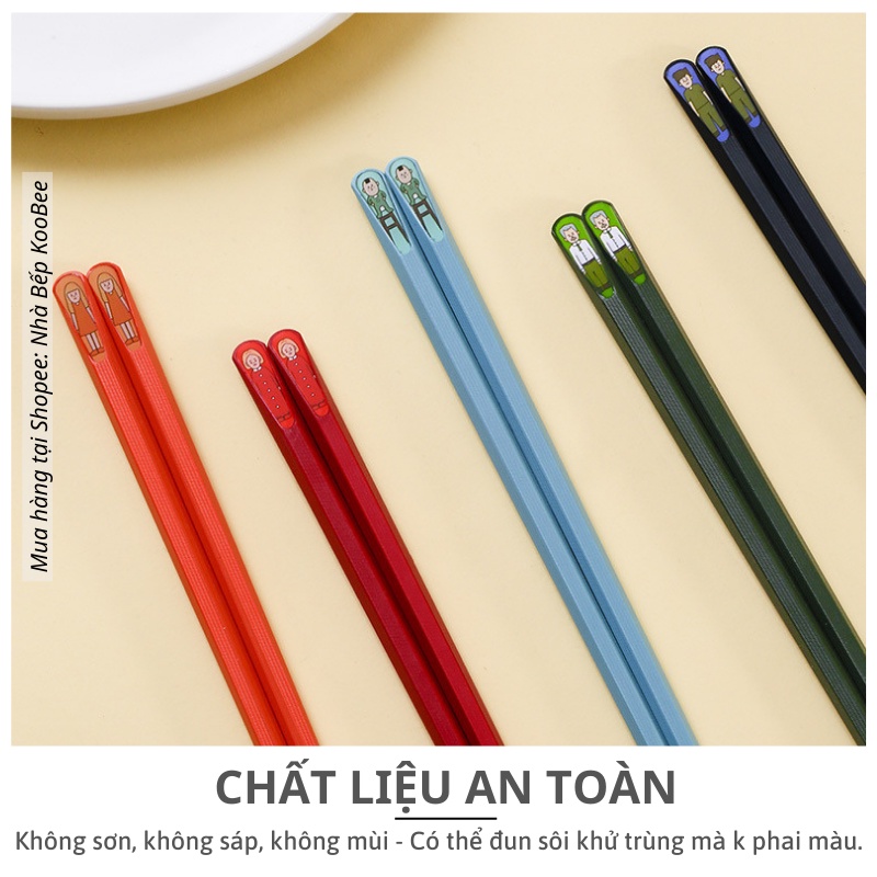 Set 5 Đôi Đũa Ăn Gia Đình KOOBEE – Sợi Thủy Tinh Nhật Kháng Khuẩn, Chống Trơn, Chịu Nhiệt, Phân Biệt Theo Thành Viên
