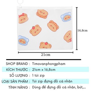 Túi Đựng Bút Trong Suốt Cỡ Lớn Vải Nhiều Ngăn Cute Lưới Timo VPK27