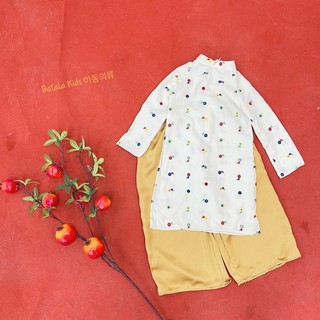 Áo dài Tết cho bé Batala Kids, Áo dài cách tân cao cấp hoạ tiết HOA NHÍ dễ thương cho bé từ 10-25kg
