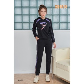 Bộ Thể Thao Cotton SUNFLY Áo Có Mũ Tay Dài Quần Dài SS5671
