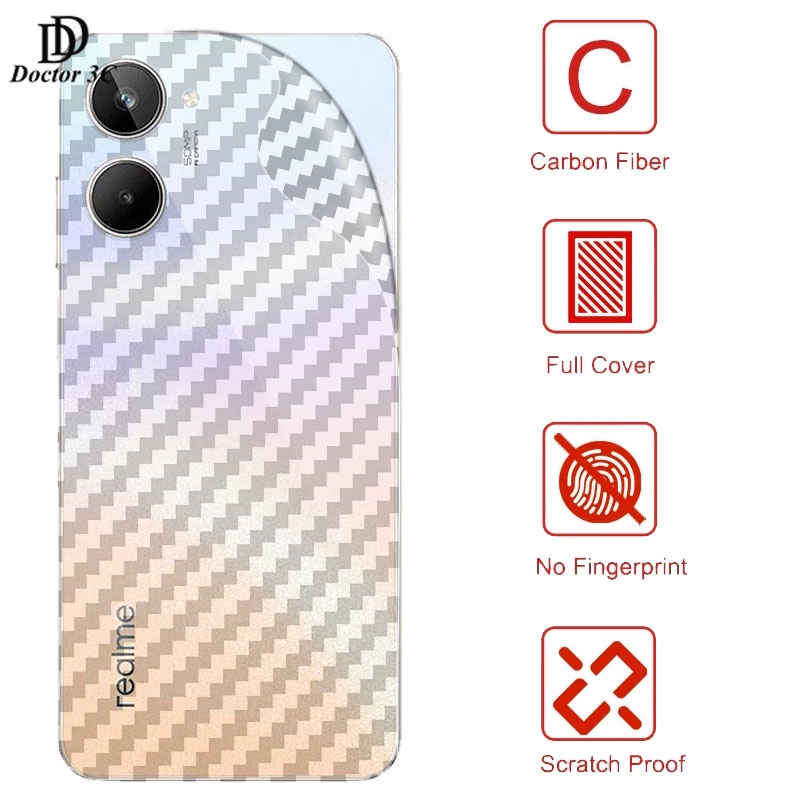 Miếng Dán Mặt Sau Điện Thoại Bằng Sợi Carbon 3D Cho Realme Note 60 60X 50 14 14+ 14T 13 13+ 12 12+ 11 11X 10 9 Pro Plus 10T 9i Pro+ 4G 5G 2025