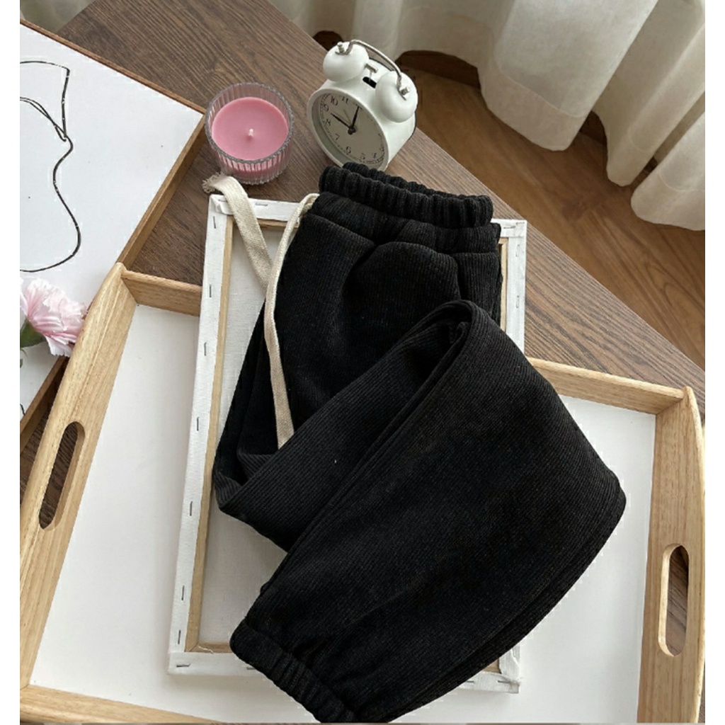 Quần Jogger Nhung Tăm Dây To Phong Cách Hàn Quốc, Quần Chất Loại Đẹp