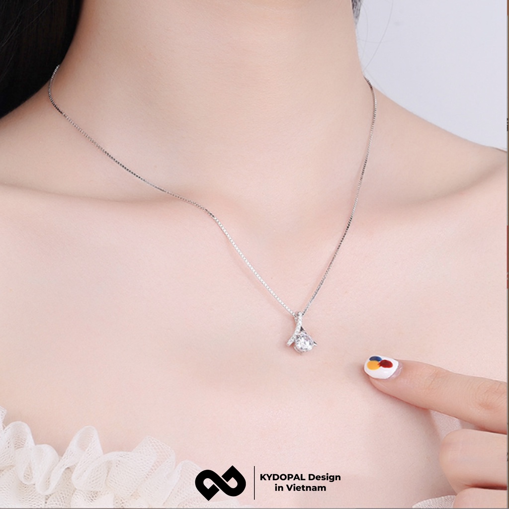 Ảnh Dây chuyền bạc nữ KYDOPAL đính đá sang trọng trang sức vòng bạc ý 925 - 9C5 1