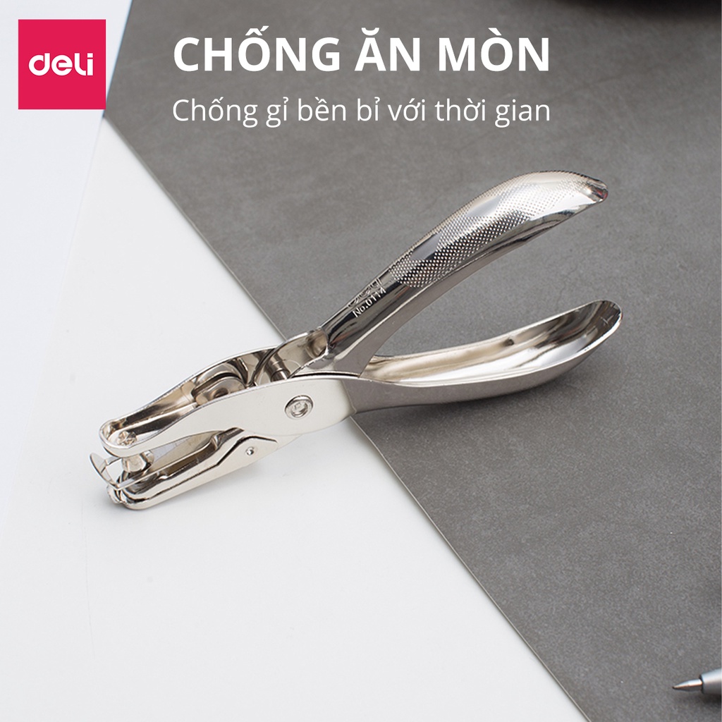 Kìm Bấm Đục Lỗ Giấy Refill Deli Dụng Cụ Bấm Lỗ Giấy Làm Sổ Còng Cầm Tay Tiện Lợi - E0114