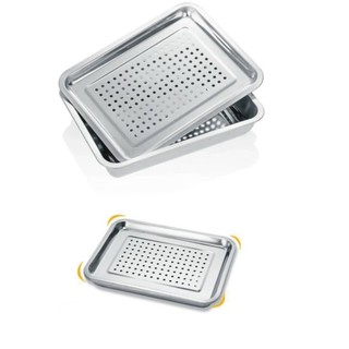Khay Trà Inox Cao Cấp Không Gỉ, Mâm Chữ Nhật Có Khay Ráo Nước