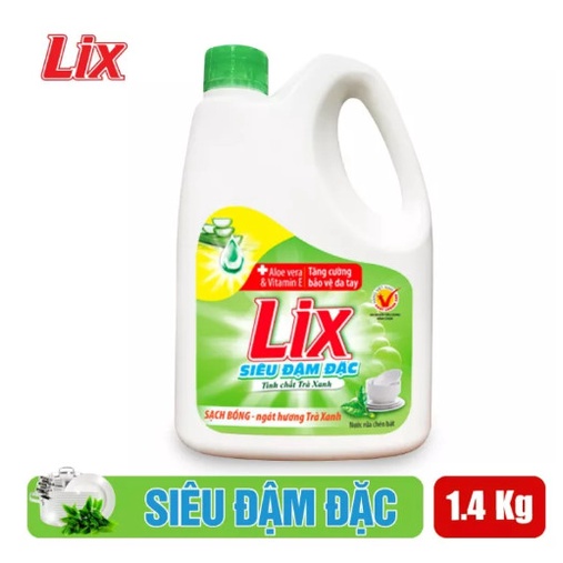 Ảnh Nước rửa chén LIX siêu đậm đặc hương trà xanh 1.4kg NT140 làm sạch dầu mỡ không hại da tay - Lixco Việt Nam 3