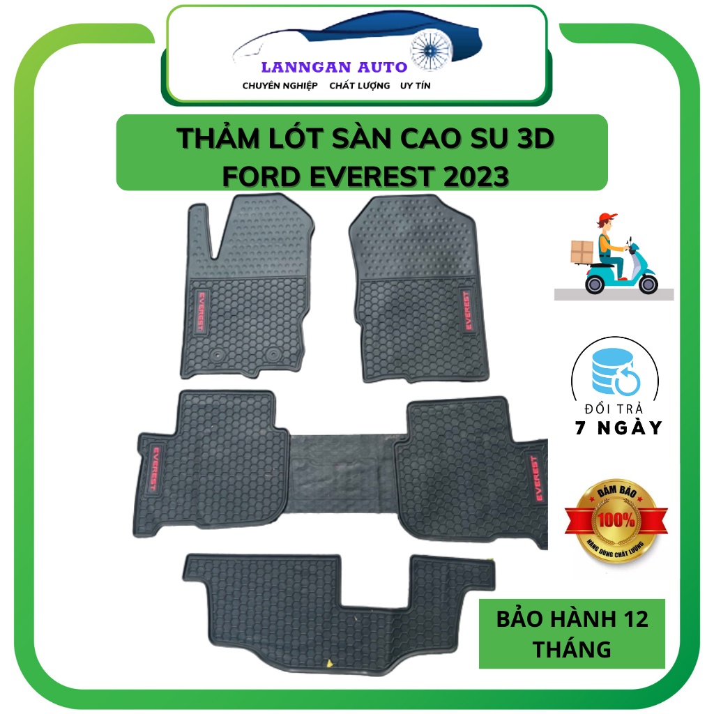 Thảm lót sàn ô tô Ford Everest 2016 đến 2023, bộ trải sàn cao su PVC đúc 3D, không mùi dễ dàng vệ sinh giá tốt