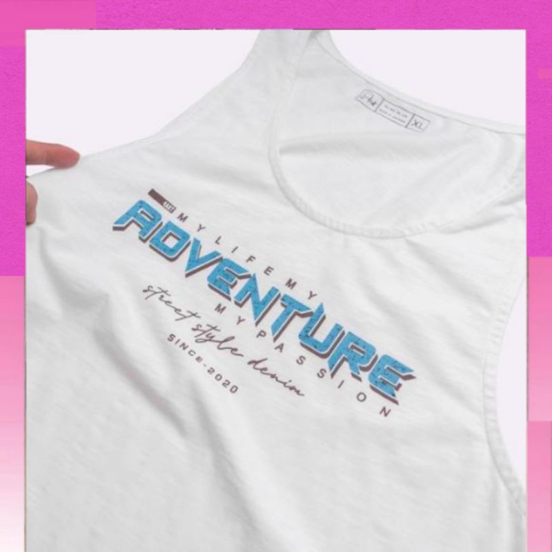 Áo Ba Lỗ Nam In Chữ ADVENTURE Sát Nách Vải Thun Thể Thao Thoáng Mát Co Giãn Thấm Hút Mồ Hôi