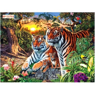 Tranh vải lụa 3D dán tường MÃNH HỔ HẠ SƠN