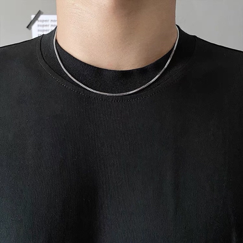 Dây chuyền titan unisex xích trơn khối vảy cá mảnh không gỉ