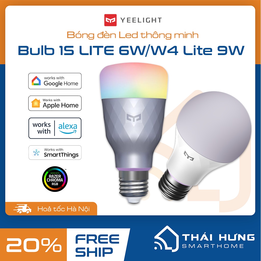 Bóng đèn Led thông minh Yeelight Bulb W4 Lite 9W/1SE 6W - RGB 16 triệu ...