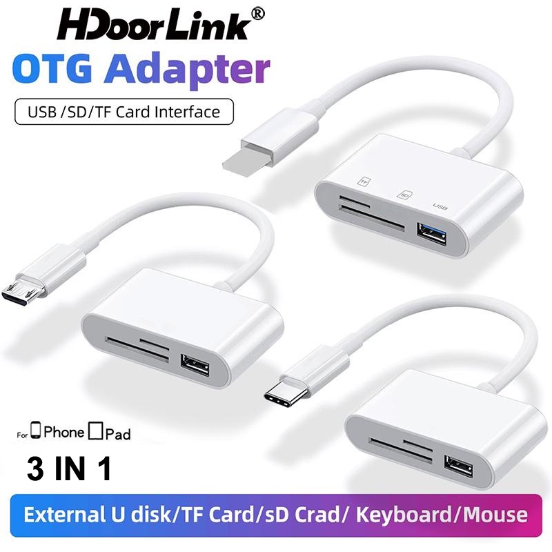 Ảnh Đầu đọc thẻ nhớ HDOORLINK SD/TF/USB 3 trong 1 có cáp Type-C/Micro USB/iPhone sang SD cao cấp thích hợp cho iPad HUAWEI 2