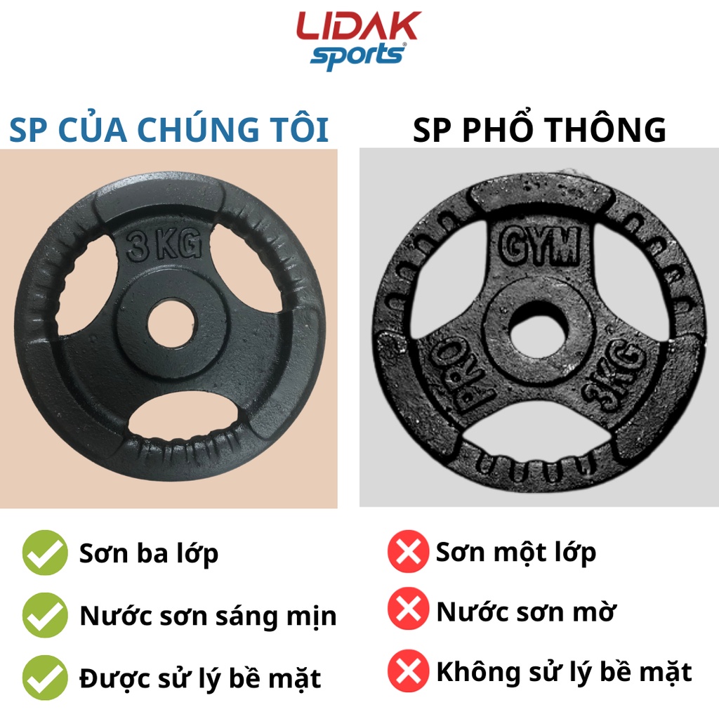 Ảnh Tạ gang, bánh tạ gang 3kg phi 30 tạ đúc đặc nguyên khối hàng loại một - LIDAK SOPRT 3