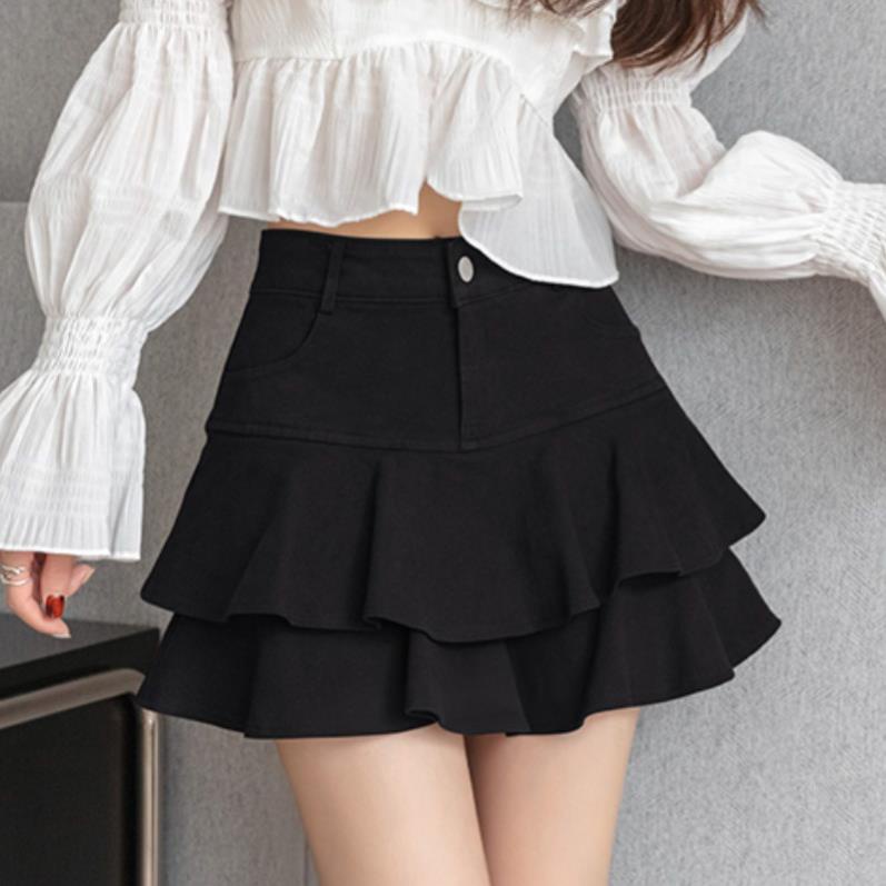 Chân váy xếp ly bản to váy tầng lưng cao chất kaki siêu hot có quần trong - CV031