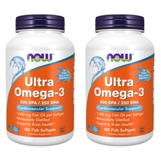 Now Foods Ultra Omega 3 500 EPA & 250 DHA 1000mg Fish Softgels, 180 ...