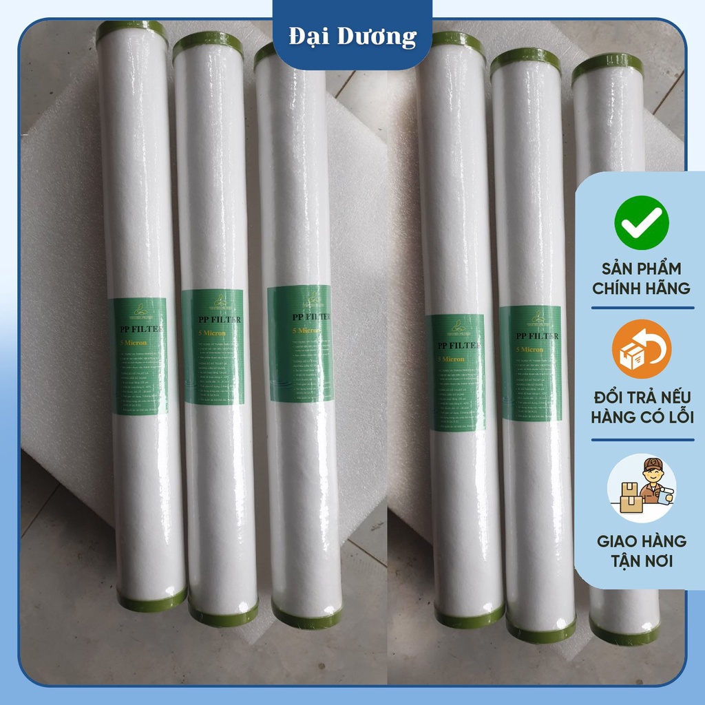 Lõi lọc nước 20 Inch, lõi bông dài lọc thô 20 inch, có đầu bịt