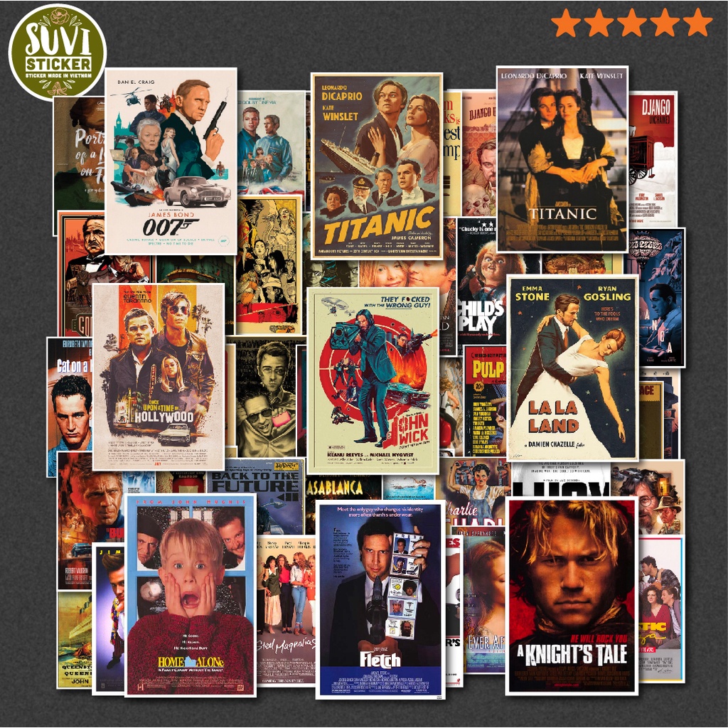 50 Sticker Retro Film chống nước sticker dán mũ bảo hiểm, laptop, điện ...
