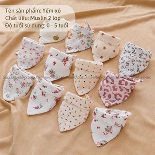 <mua 1 tặng 1> Yếm xô muslin hình Gấu  ngộ nghĩnh cho bé quàng cổ, bé ăn dặm ( 2 nấc cài, cúc nhựa)