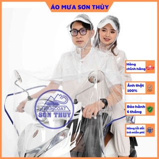 ( NHỰA DẺO )Áo mưa trong suốt 2 mũ Sơn Thủy , 1 mũ sơn thủy PVC freesize dobaohoso1