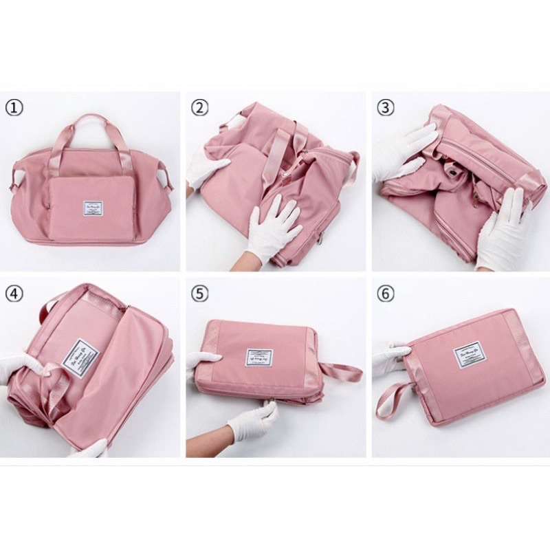 Túi du lịch gấp gọn 2 tầng chất vải dù chống thấm nước bền đẹp quai đeo chắc chắn