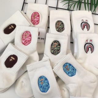 Mới bape Ape Đầu Thêu Dày Tất Đáy / Ống Cao Cấp Vừa Thể Thao Thời Trang Tất Cotton Nguyên Chất / Nam Nữ Cùng Phong Cách Tất